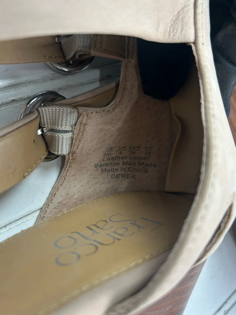 Franco Sarto Vintage Derek Bone Nude Suede Wedge Slip On Sandals Women’s Size 8M